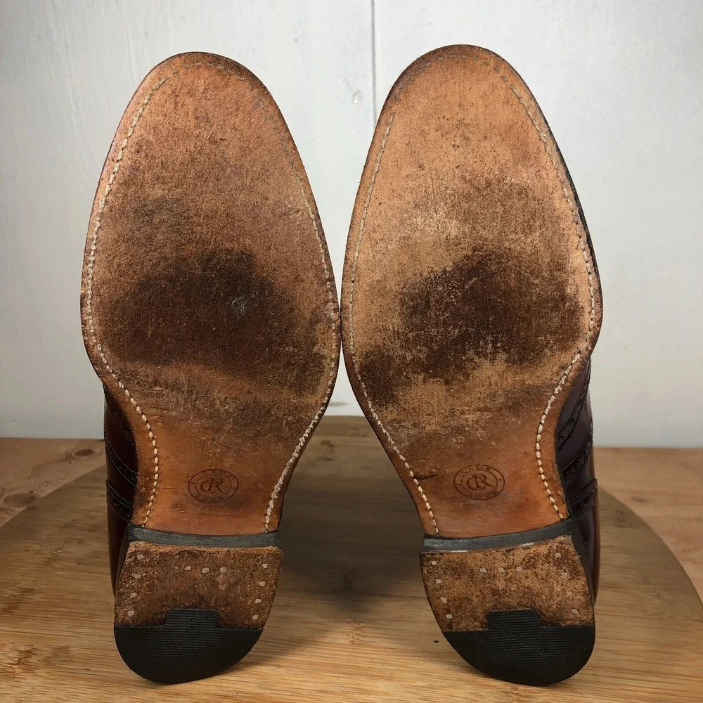 Johnston Murphy Mens size 9 Vintage Oxfords Dress Red Leather Wingtip Classic